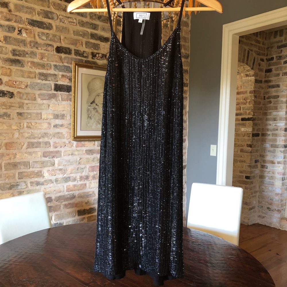 MLV black beaded dress size SMALL perfect LBD!